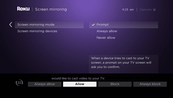 How to unlock Roku TV by Screen mirroring - step 7
