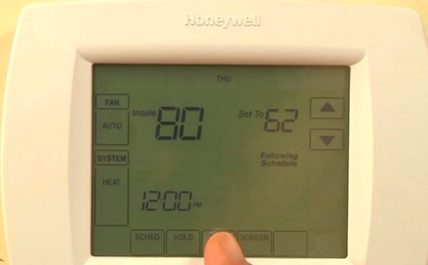 turn off schedule honeywell visionpro thermostat step 1